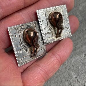Mid-Century Sterling Silver 925 Horse's Rear End Ass Butt Western Cuff Links